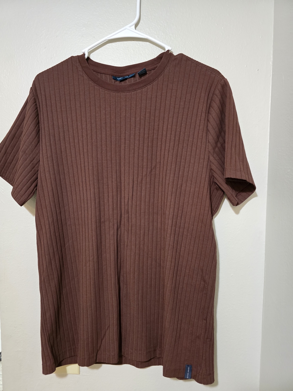 Perry Ellis Ribbed Short-Sleeve Tee — Brown